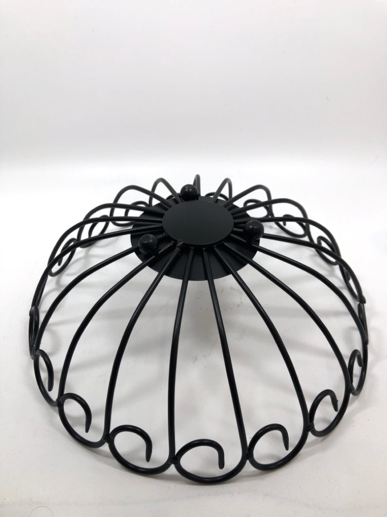 HEAVY BLACK WIRE SWIRL BASKET.