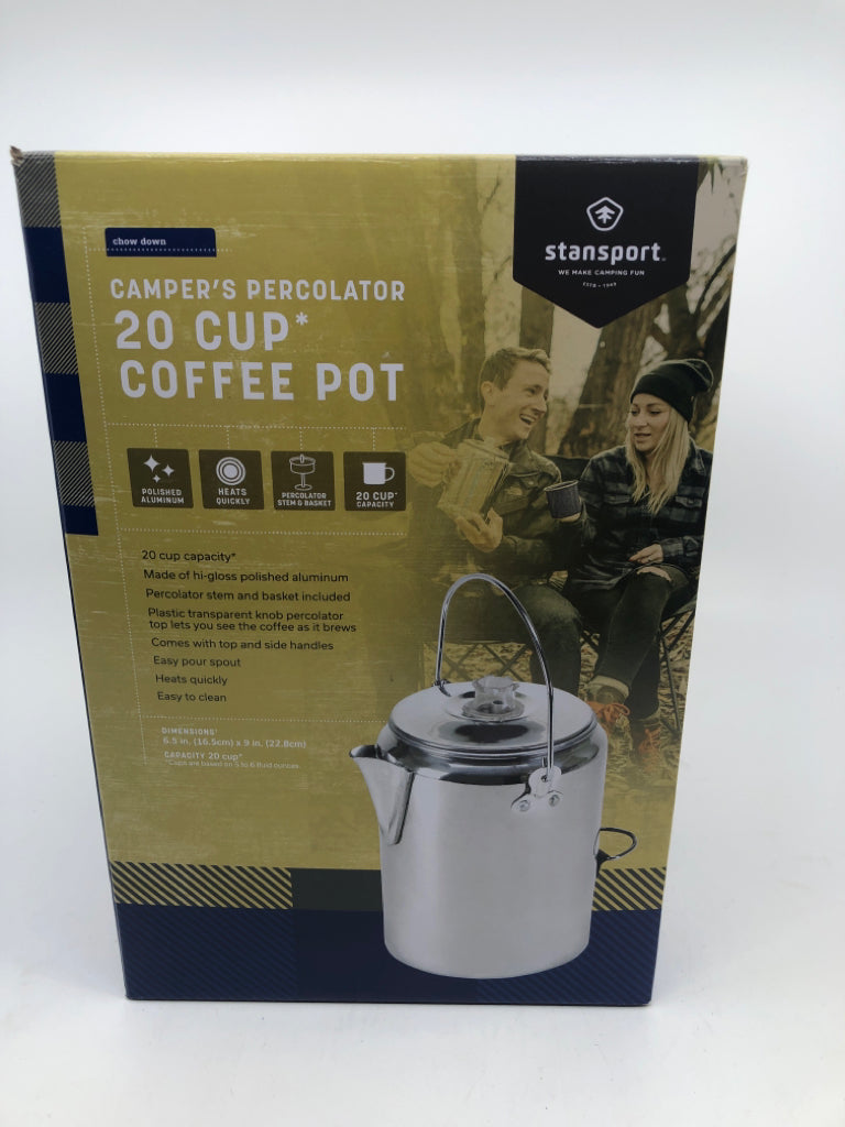 NIB CAMPER 20 CUP PERCOLATOR SET.