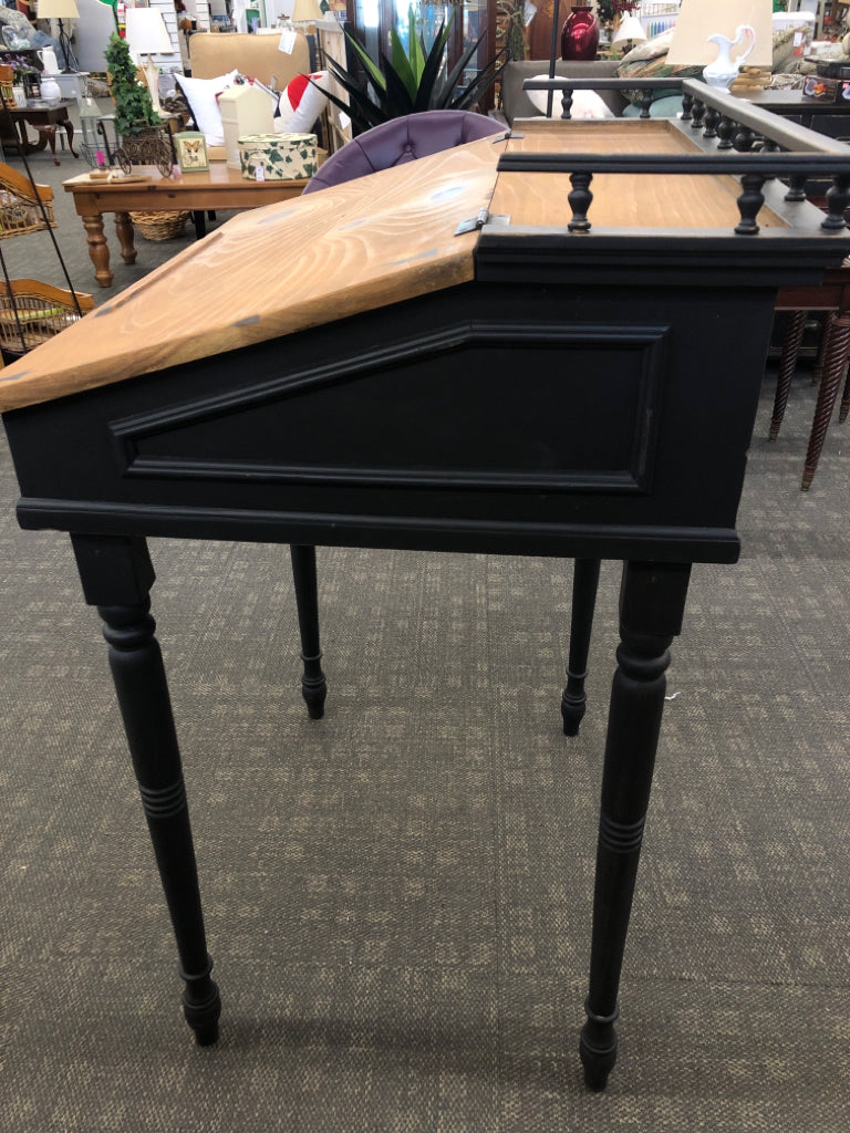 VTG PRIMITIVE SLANT-FRONT WRITING DESK W/STORAGE.