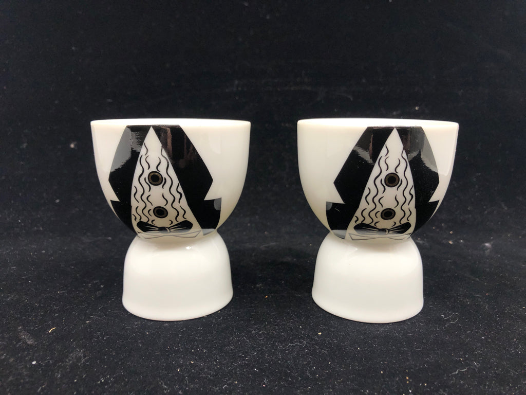 2 TUXEDO EGG CUPS.