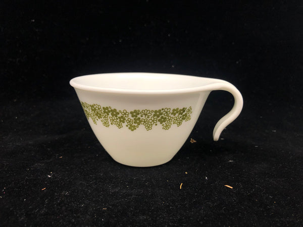 8 GREEN FLORAL CORELLE CUPS.