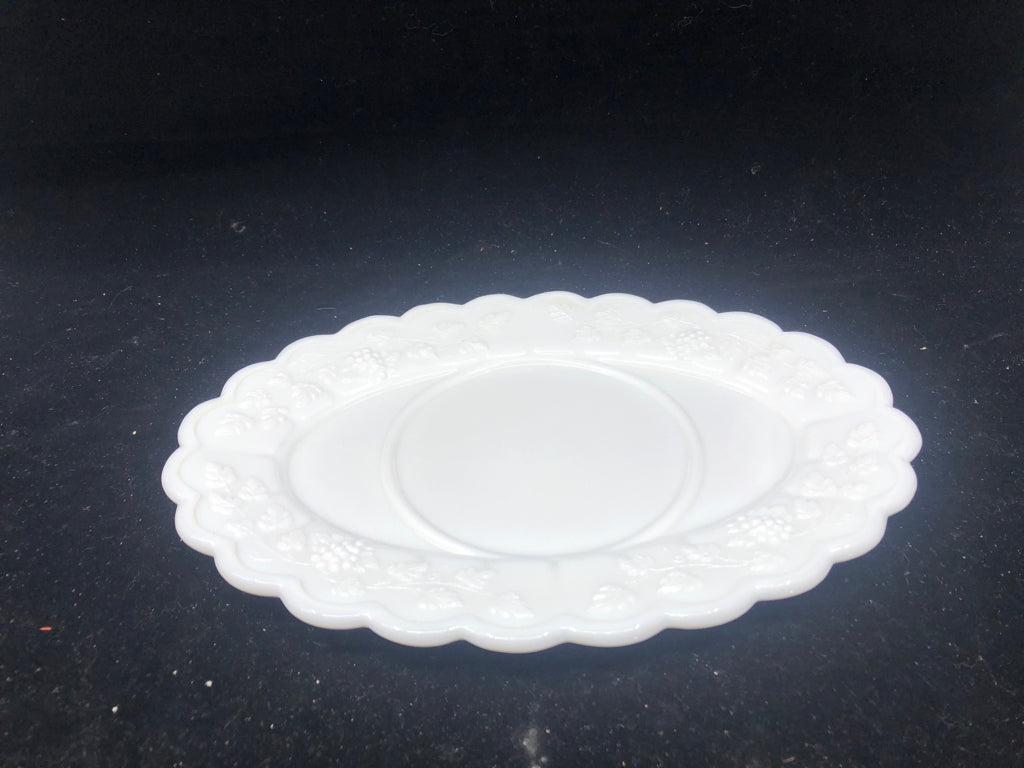 MILK GLASS CANDLE PLATE.