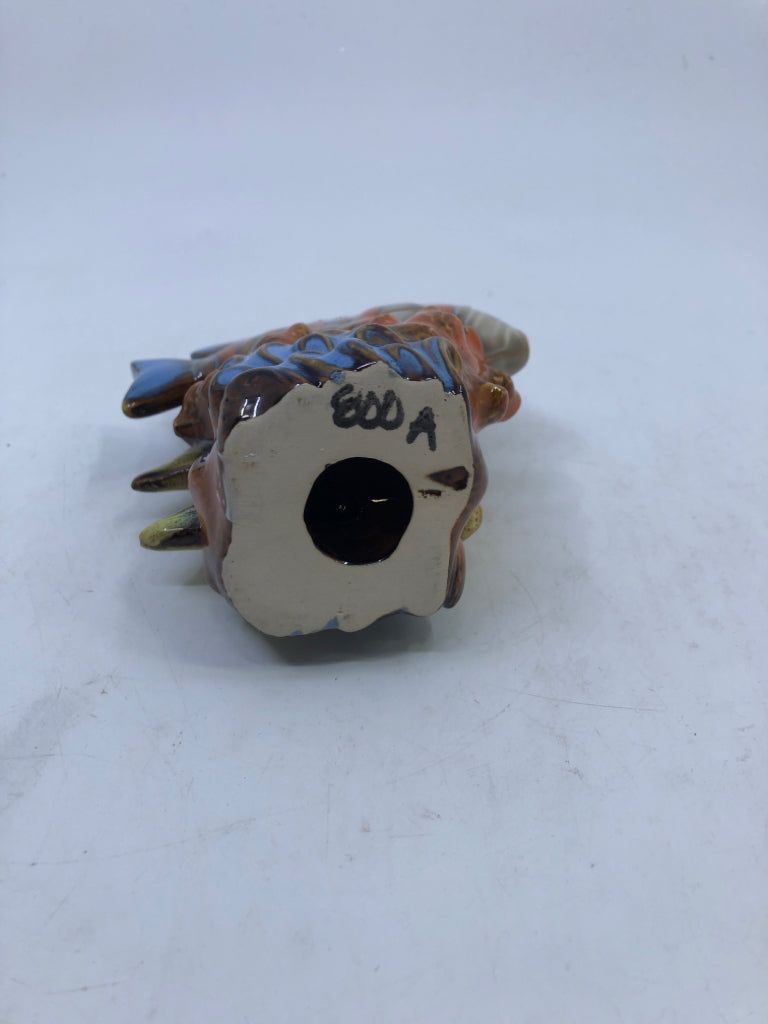 CERAMIC 2-FISH FIGURINE W/COLORFUL GLAZE.