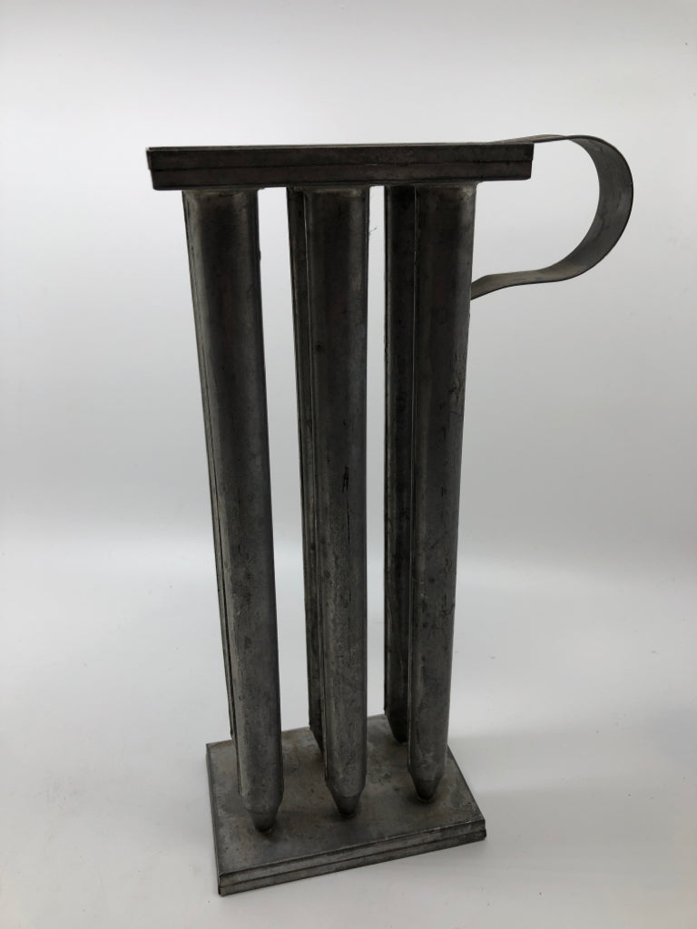VTG METAL MULTI-TUBE TAPER CANDLE MOLD.