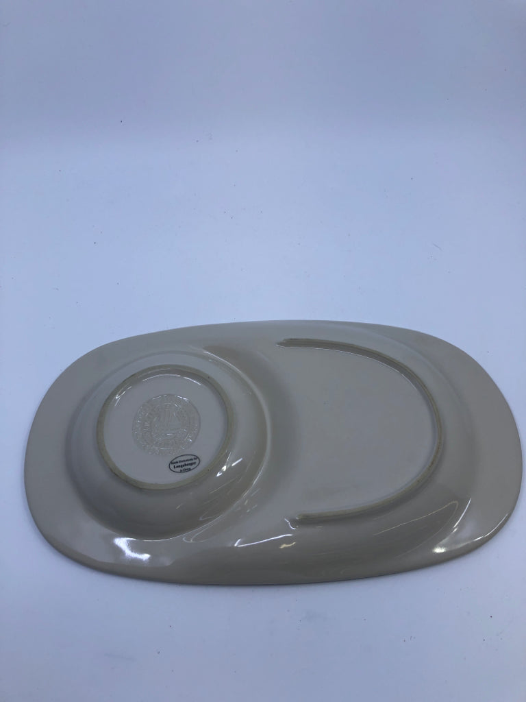 IVORY DIVIDED SNACK PLATE.