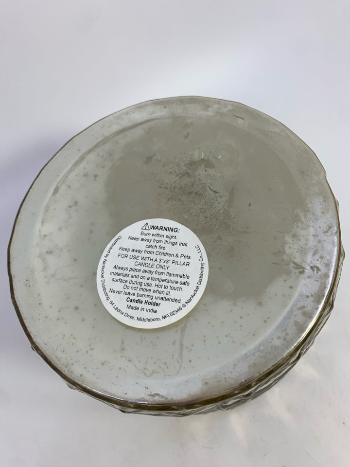 MERCURY GLASS CANDLE HOLDER.