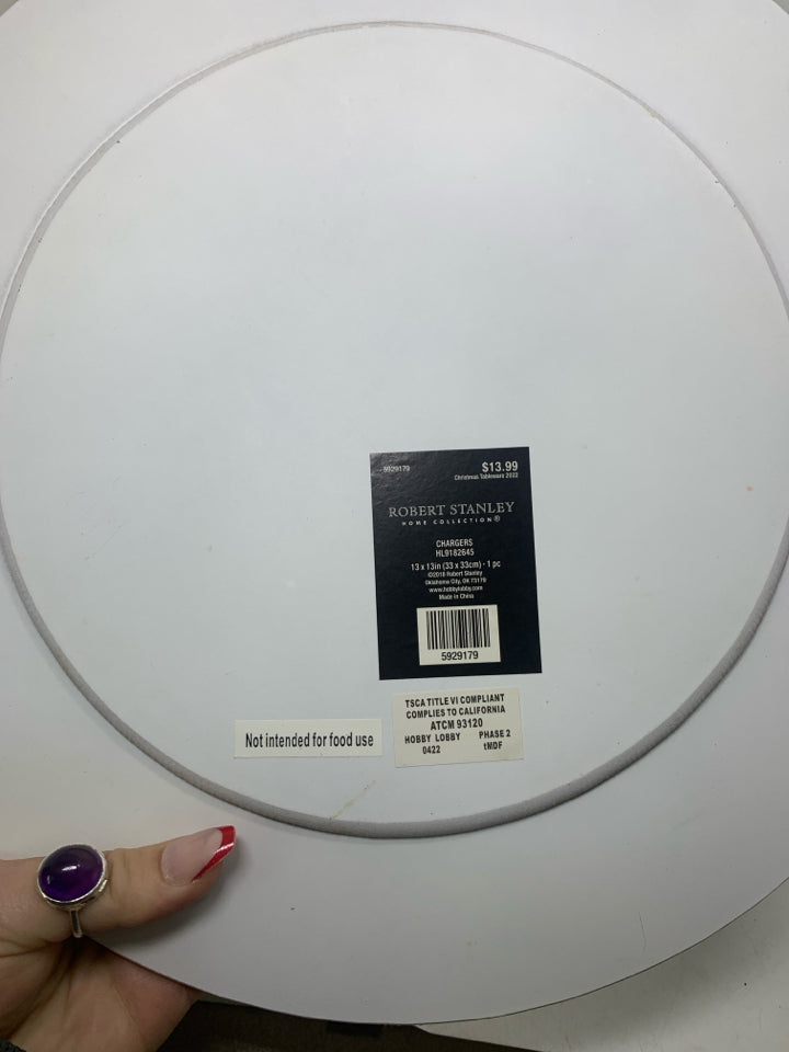 DISTRESSED WHITE PLATE CHARGER.