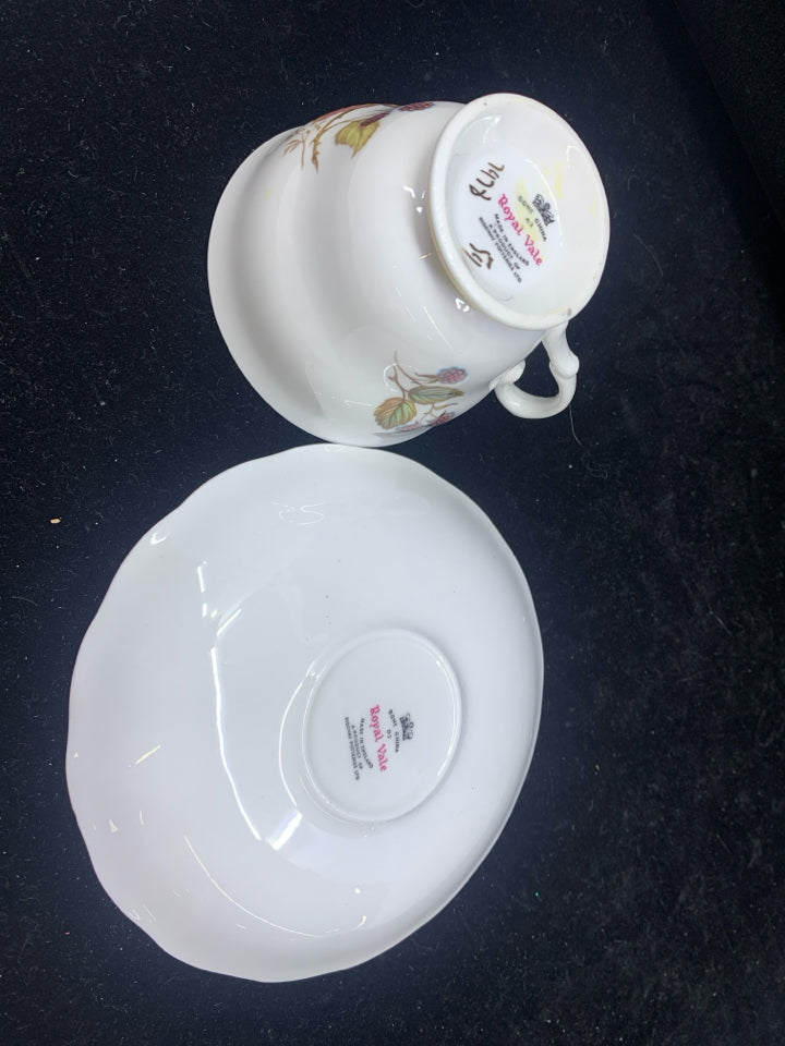 VTG PURPLE BERRY PATTER TEACUP AND SAUCER-ROYAL VALE.