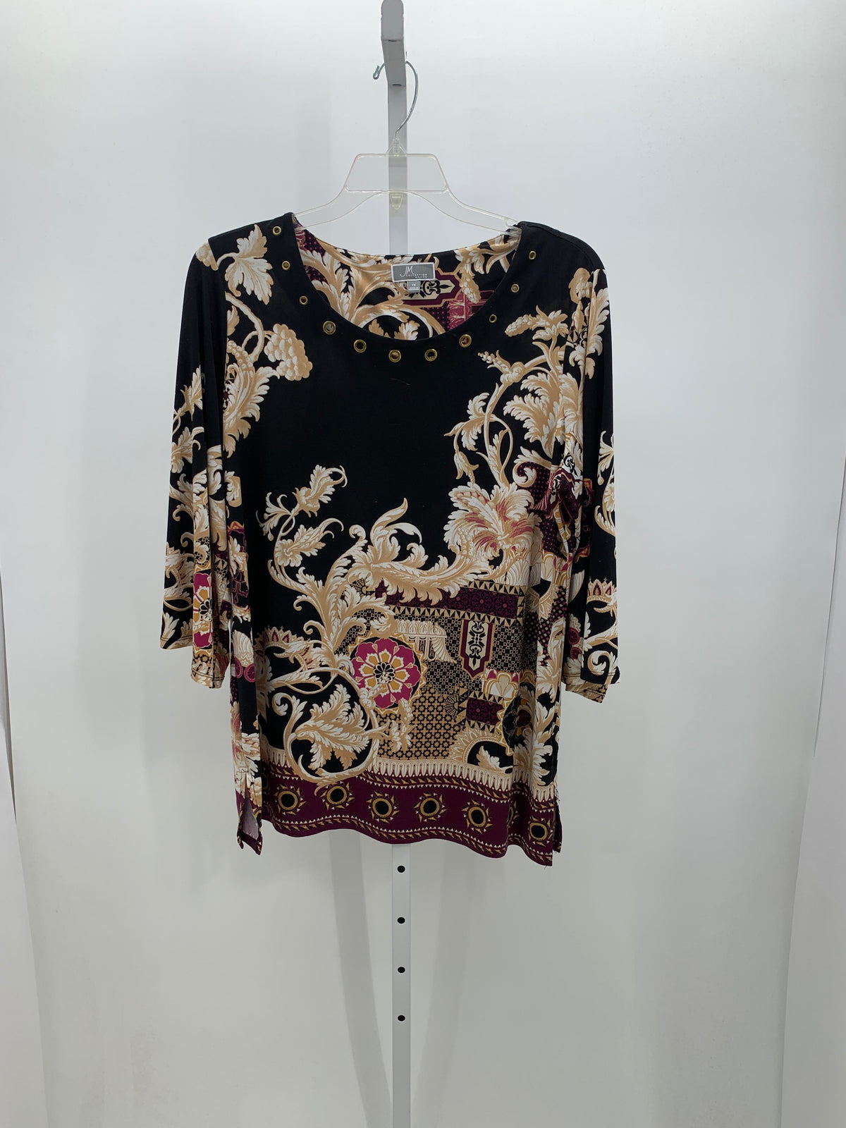 JM Collection Size 1X Womens 3/4 Sleeve Shirt