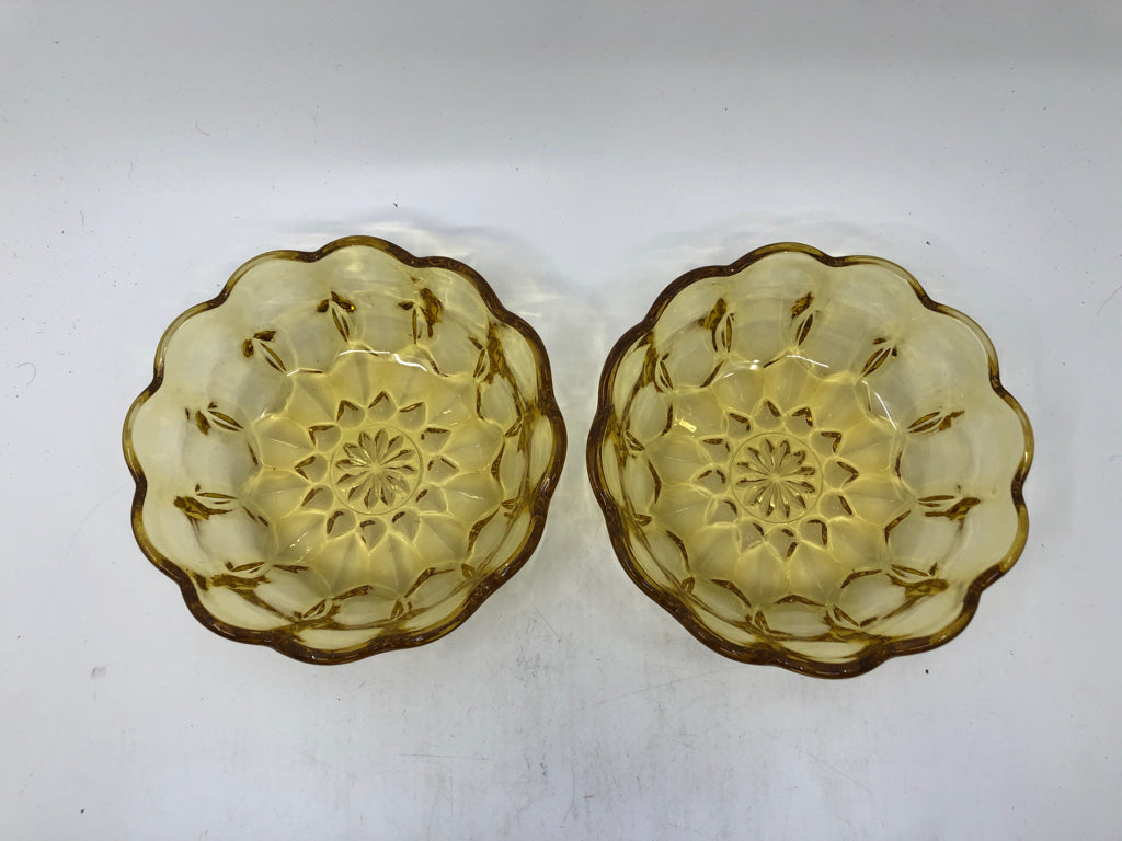 2 AMBER GLASS NUT BOWLS.