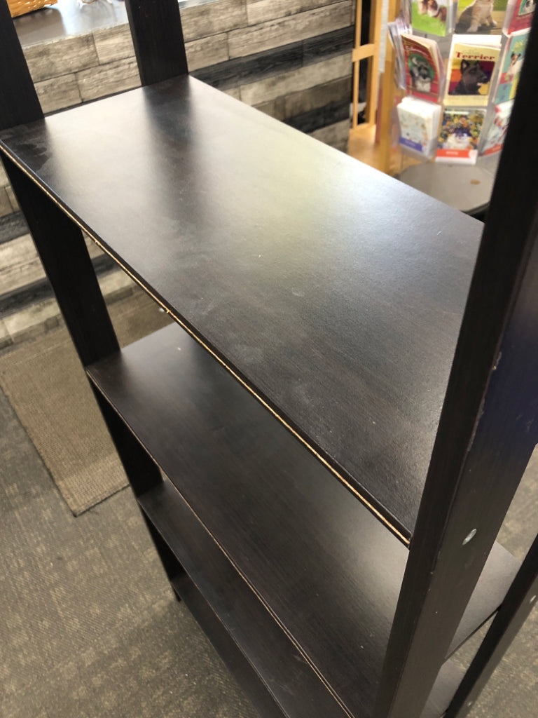 5 SHELF BROWN WOOD THIN SHELF.