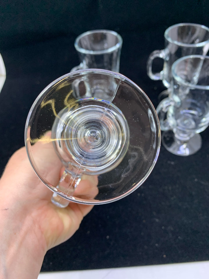 4 FOOTED IRISH COFFEE GLASS MUGS.