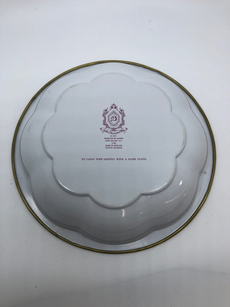 VTG ROUND TIN FLORAL BOWL.