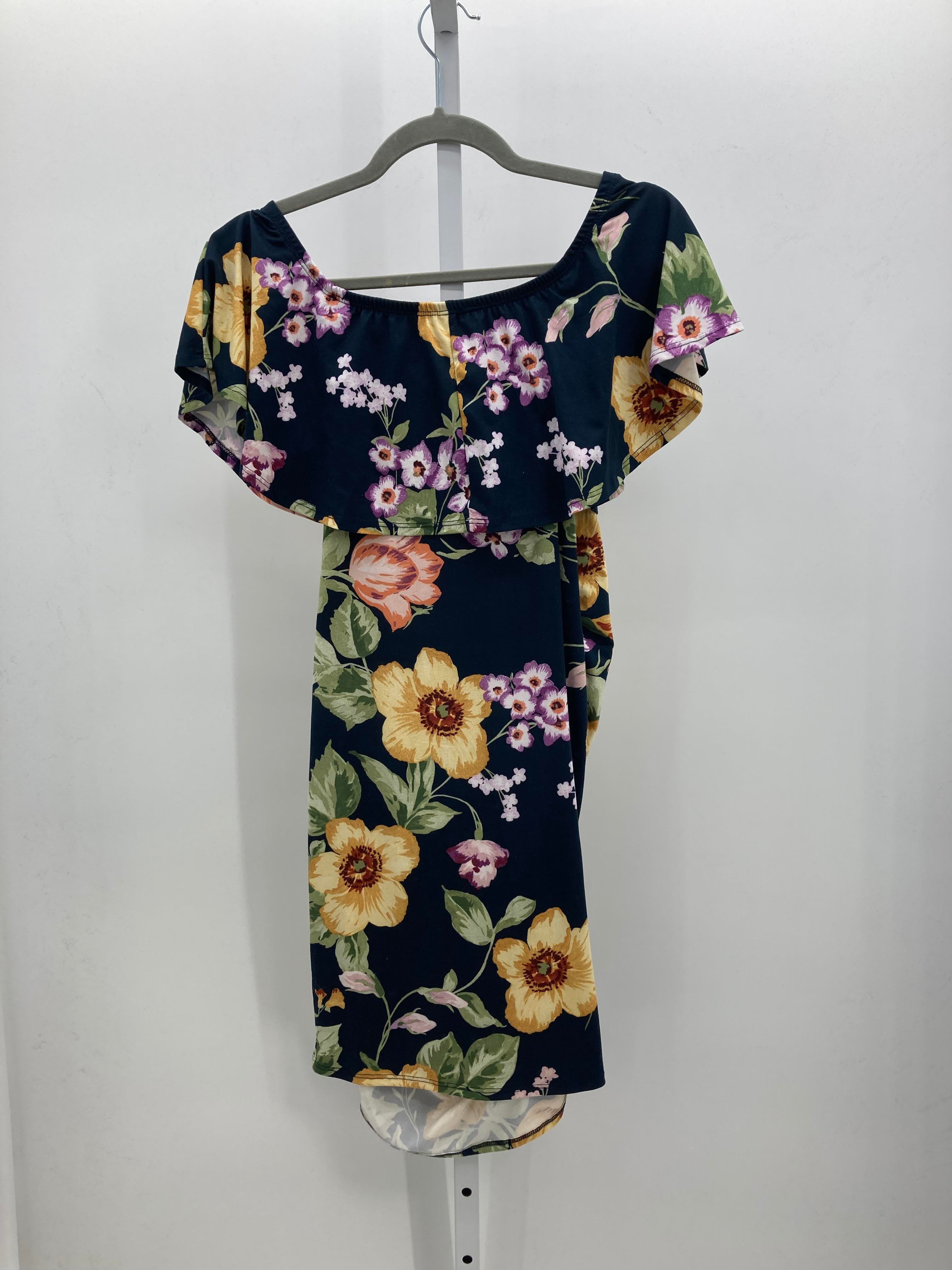 Mother Bee Navy Size Medium Maternity Short Sleeve Dress