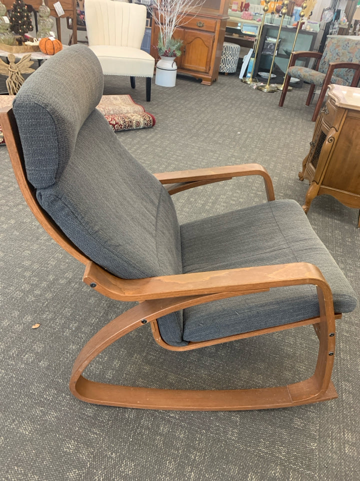 BLUE MID CENTURY ROCKER.