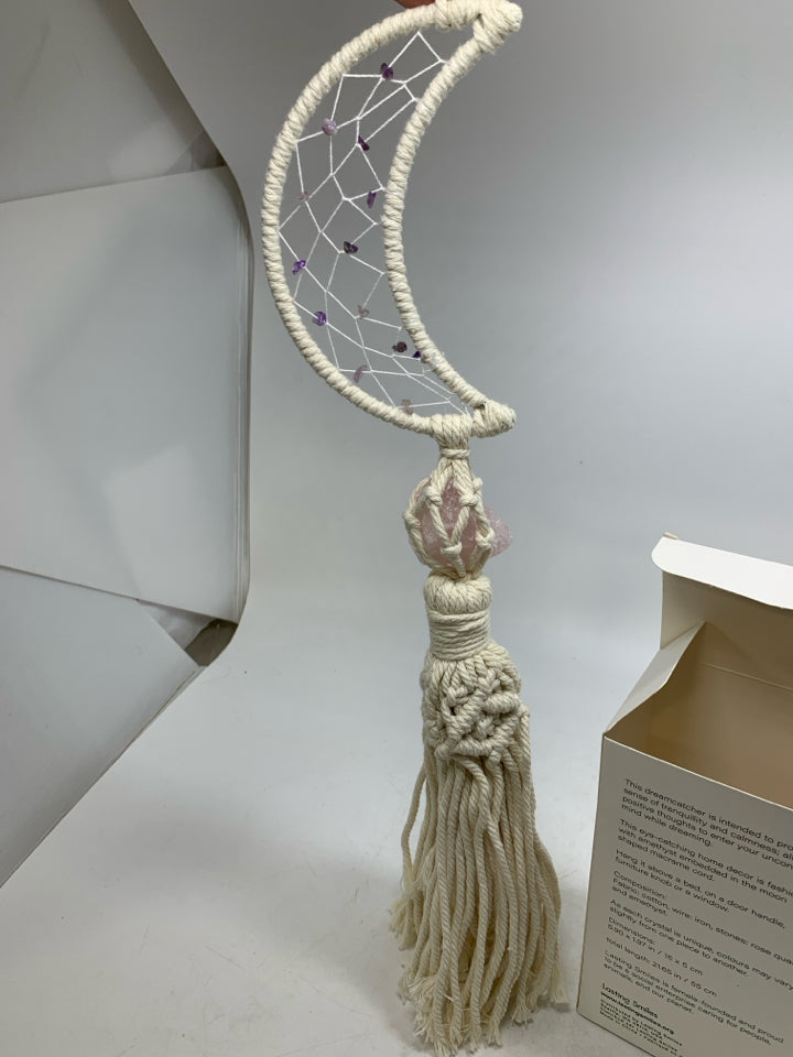 NIB MOON MACRAME CRYSTAL DREAM CATCHER.