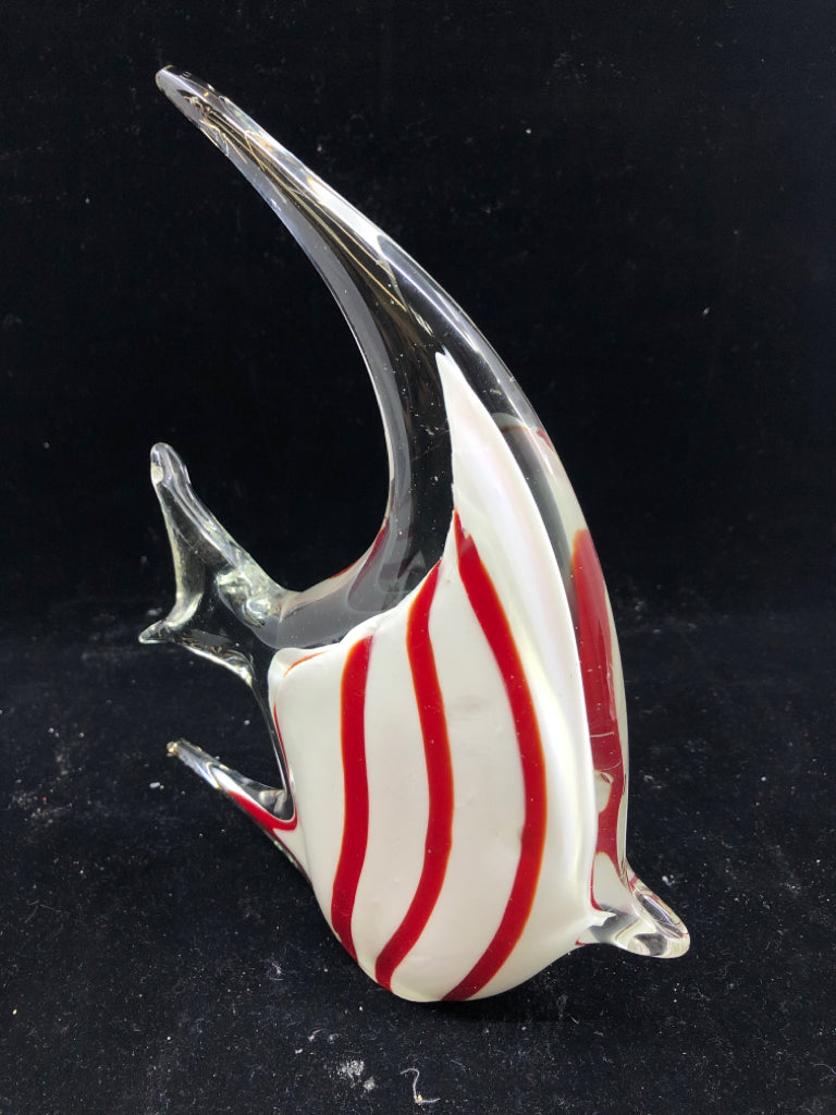 RED AND WHITE GLASS FISH.