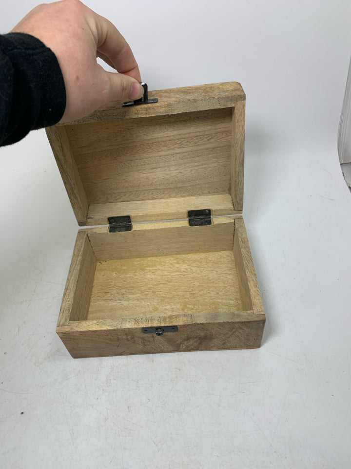 SMALLER WOOD BOX W/ SPARKLE MONOGRAM "S" JEWELRY BOX.
