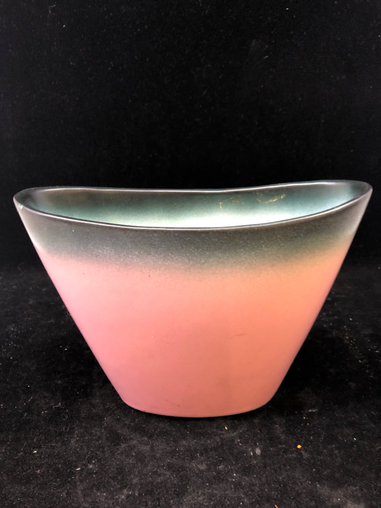 VTG BLACK/BLUE/PINK OMBRE OVAL PLANTER.