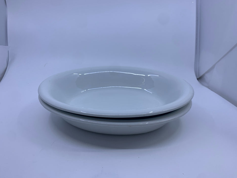 2 HEAVY WHITE OVAL SERVING BOWLS.