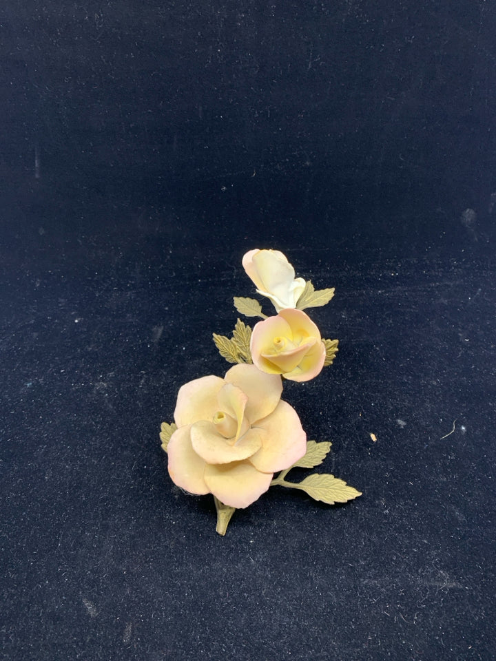 METAL AND PORCELAIN ROSE *MINOR CHIP.