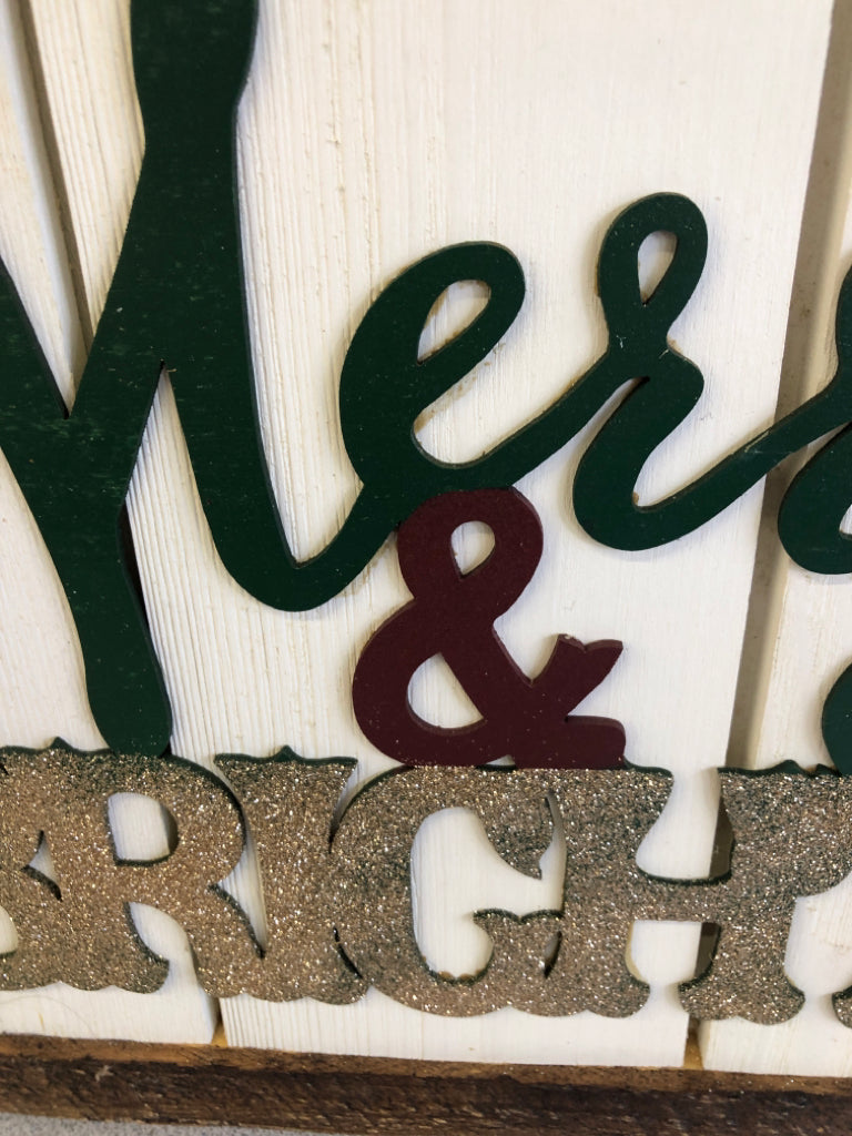 MERRY & BRIGHT W WOOD FRAME.