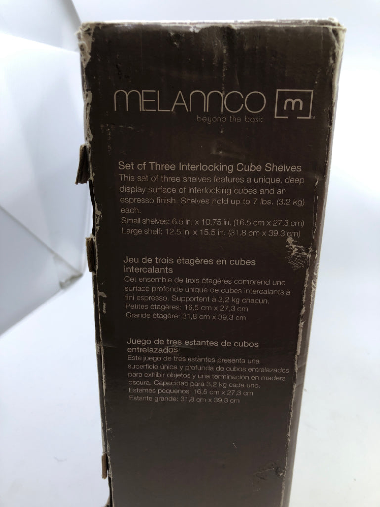 NIB 3 INTERLOCKING CUBE SHELF.