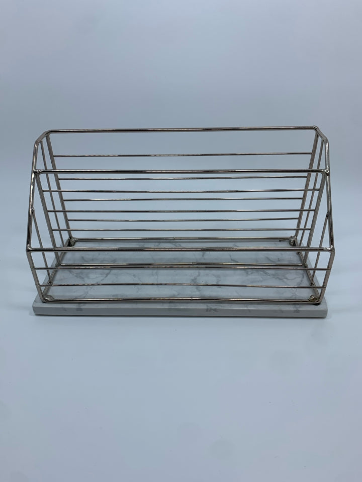 MARBLE BASE METAL DESK ORGANIZER.