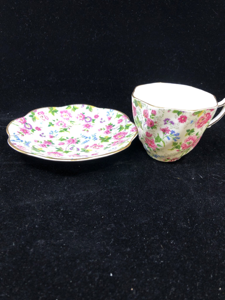FLORAL ROSINA TEACUP & SAUCER.