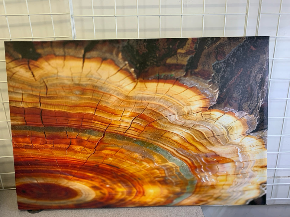 WOOD SLAB CANVAS WALL ART.