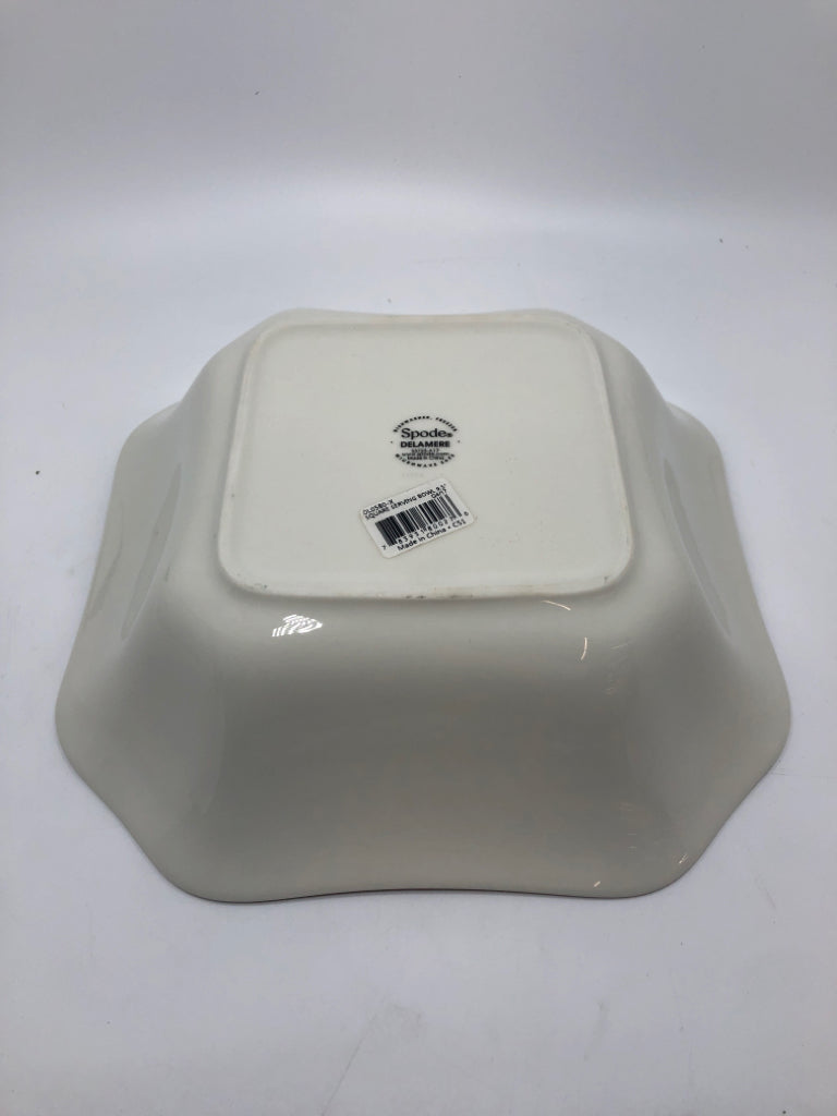 BROWN SPODE DELAMERE SQUARE SERVING BOWL.