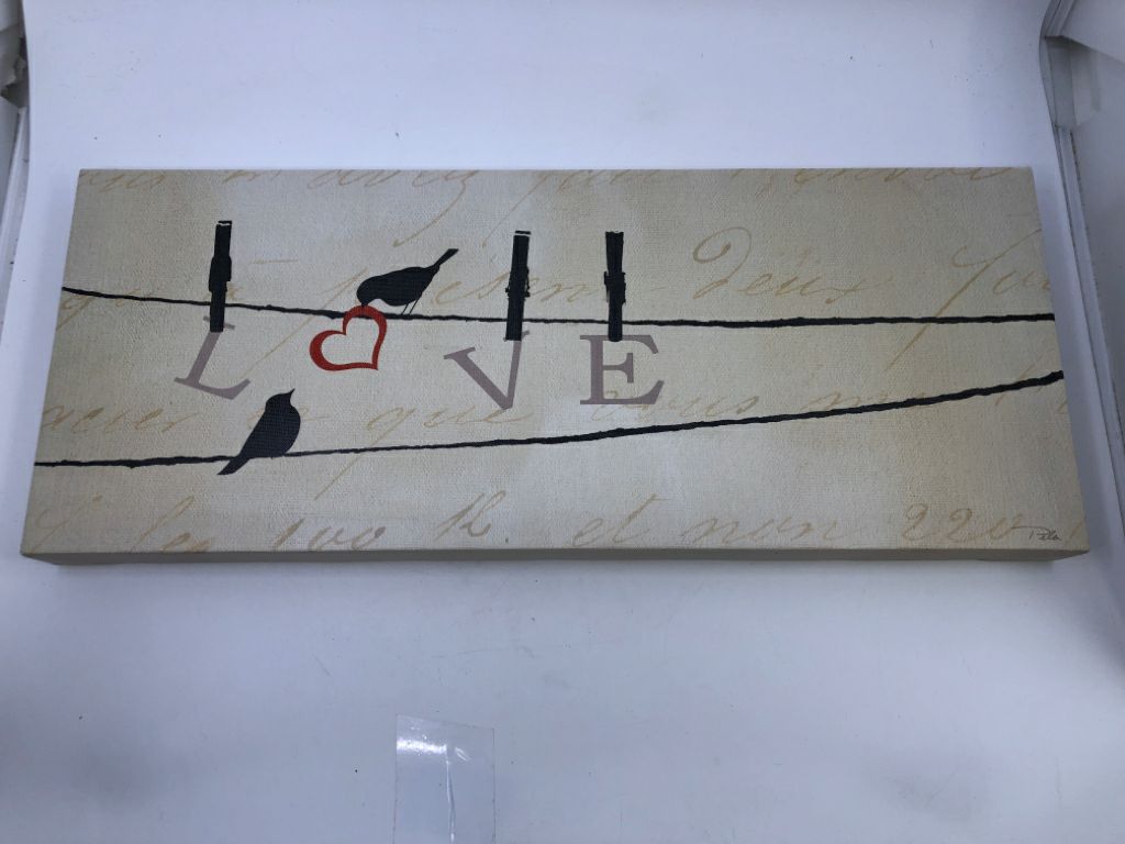 LOVE W BIRDS CANVAS WALL ART.
