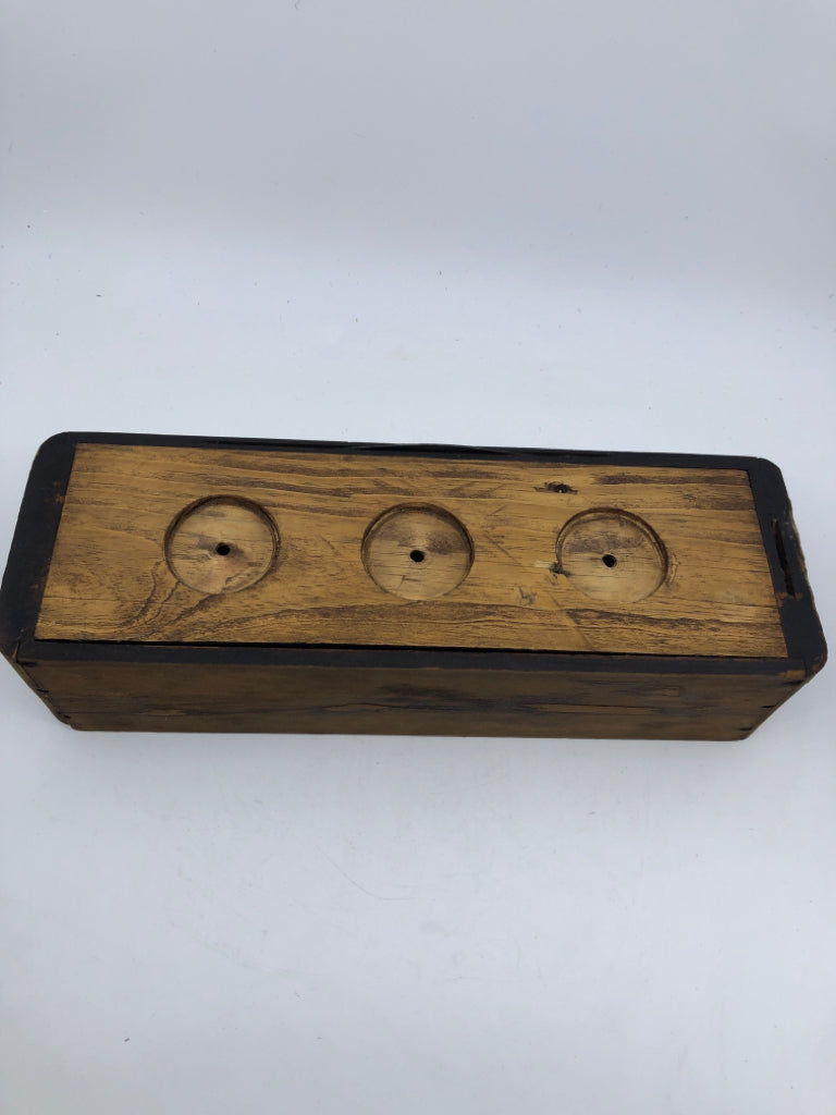 REPURPOSED VTG SEWING DRAWER CANDLE HOLDER.