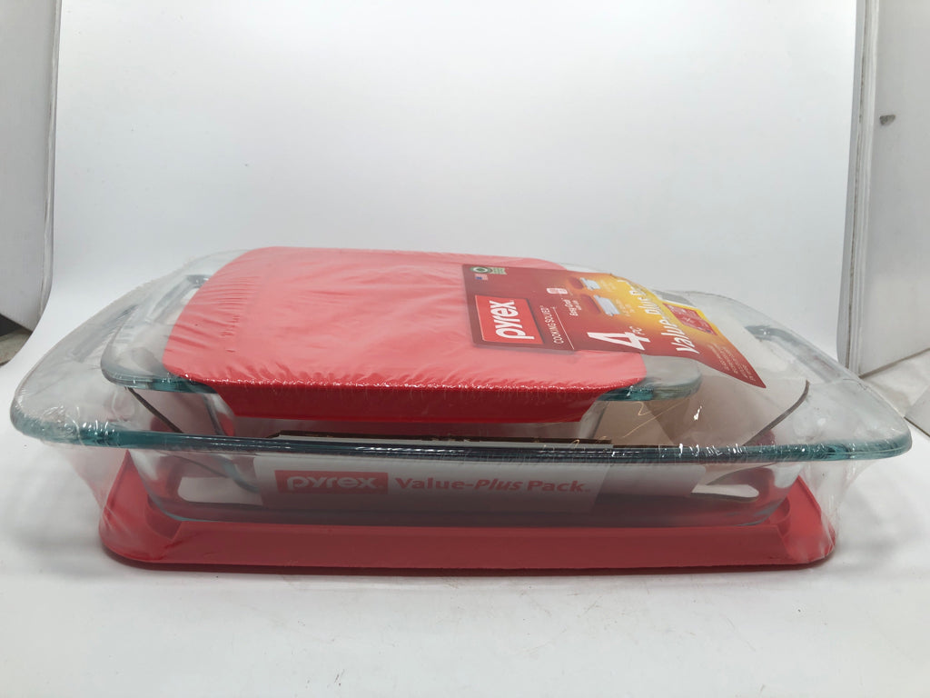 NIP 4PC PYREX GLASS BAKEWARE PACK.