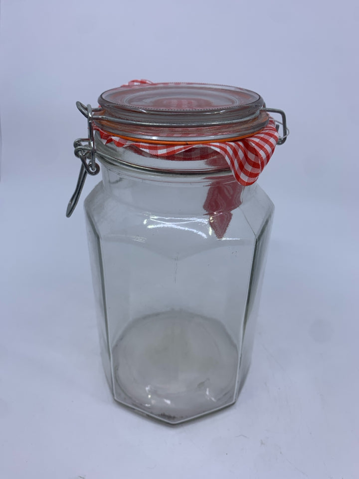 RIBBED GLASS CANISTER W LINER.