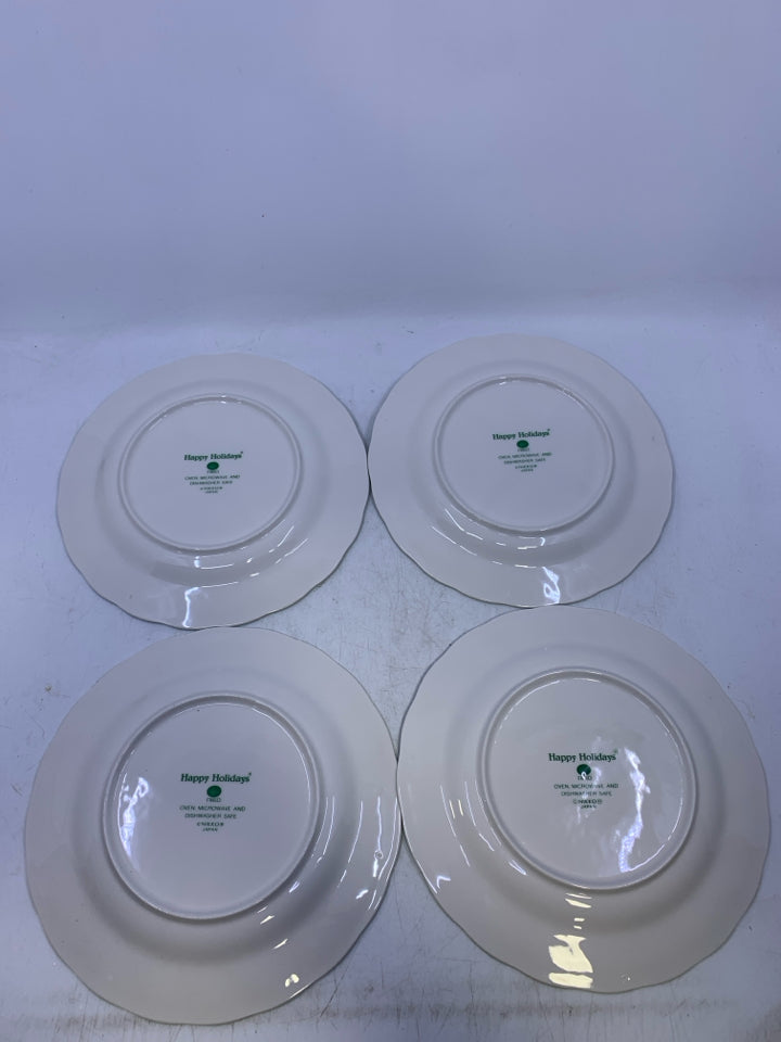 4 CHRISTMAS TREE SALAD PLATES- NIKKO.