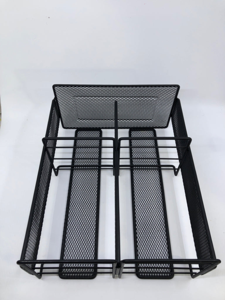 BLACK METAL DESK-TOP ORGANIZER.