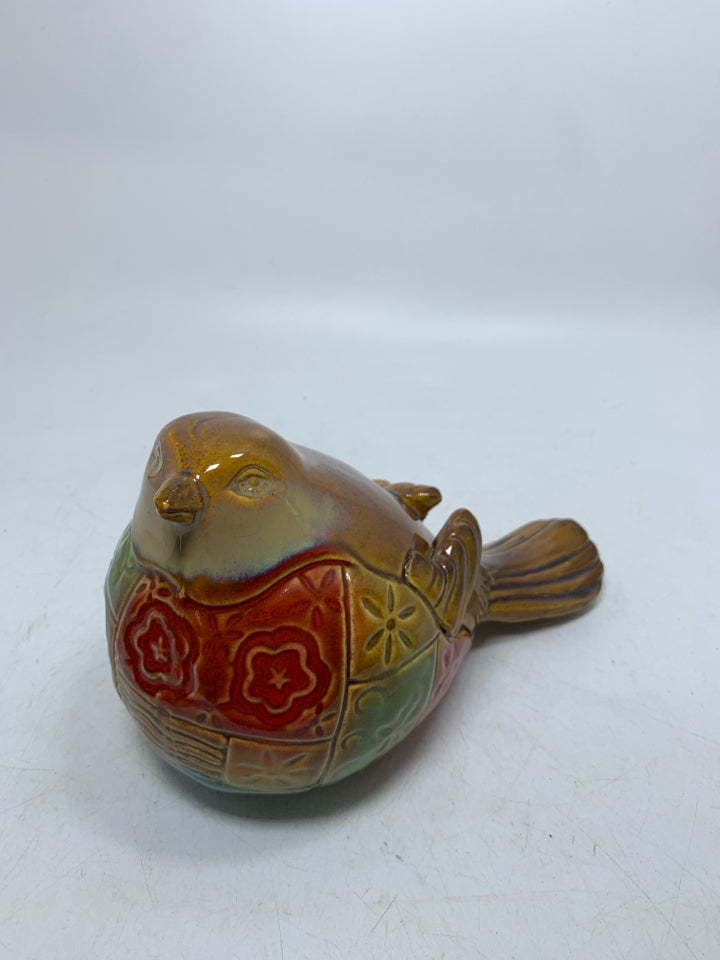 LARGE COLORFUL CERAMIC CHICKADEE.