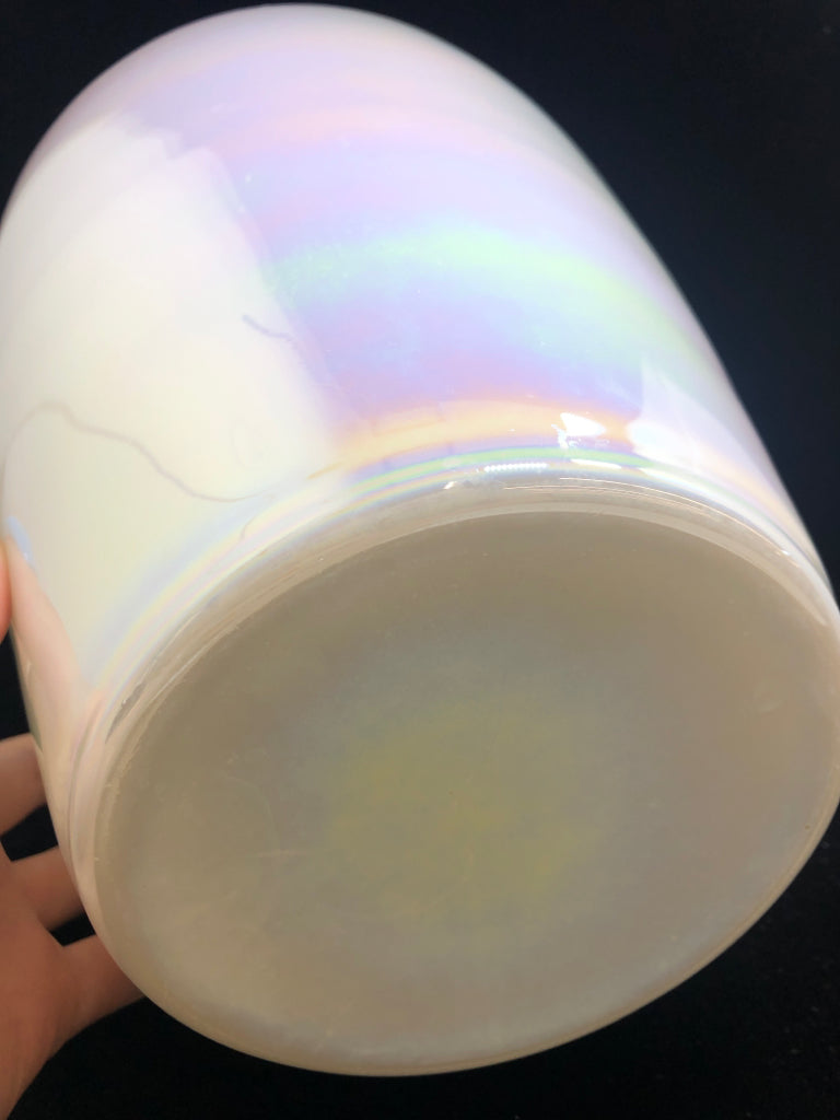 IRIDESCENT WHITE VASE.