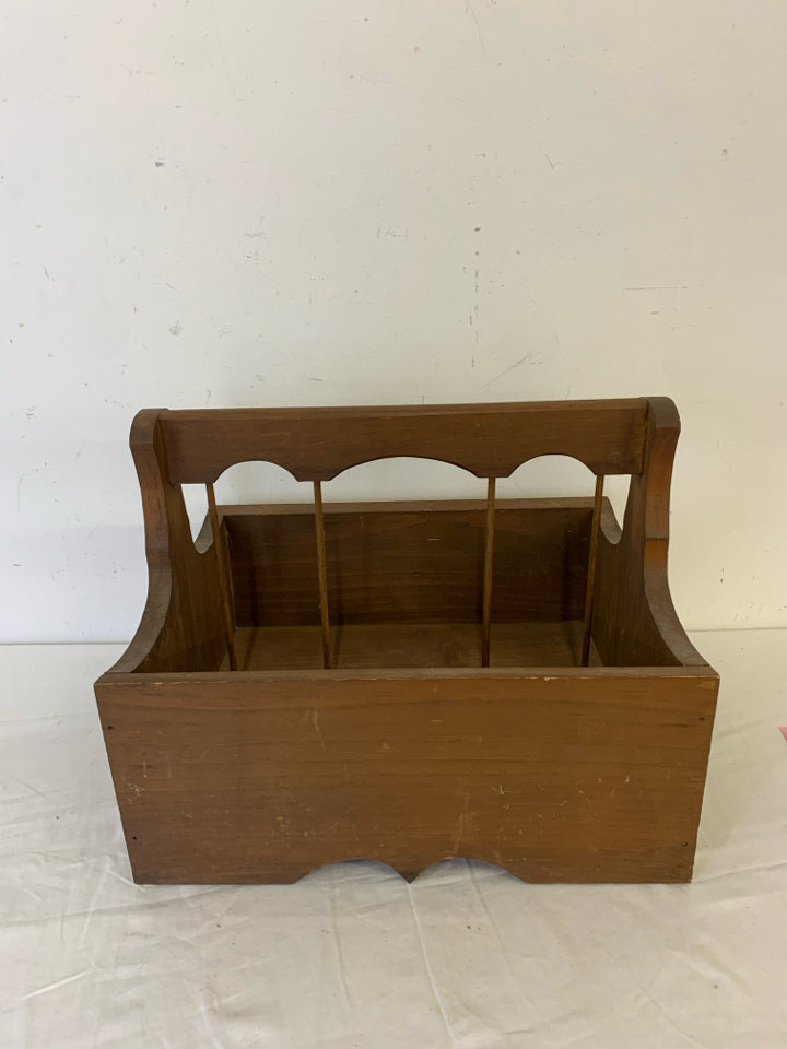 PRIMITIVE WOOD SOLID WOOD MAGAZINE RACK.