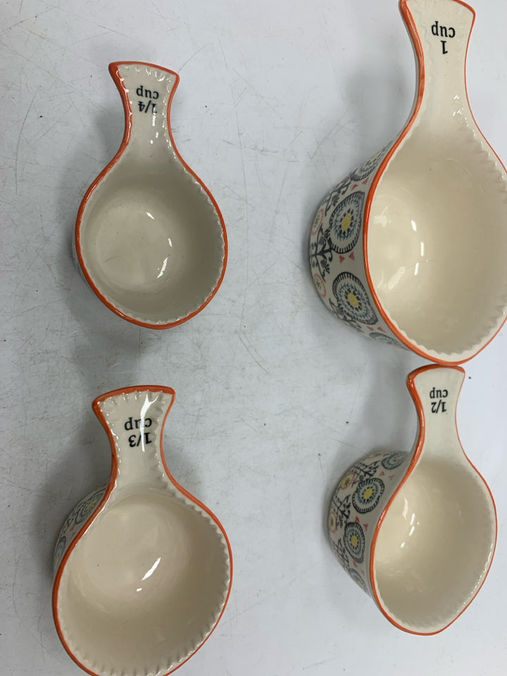 4PC CERAMIC FOLK ART DESIGN CUPS