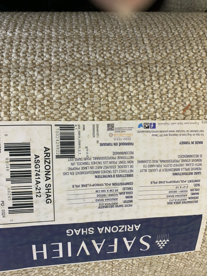 WHITE PATTERNED RUNNER RUG SAFAVIEH ARZONA SHAG.