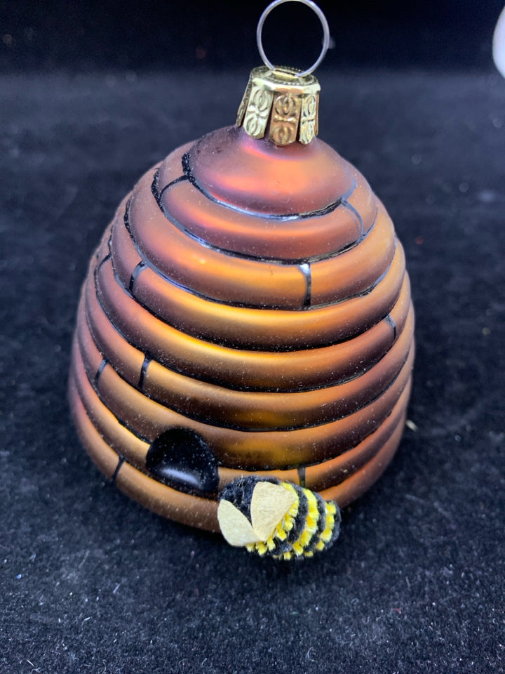 BEEHIVE GLASS ORNAMENT.