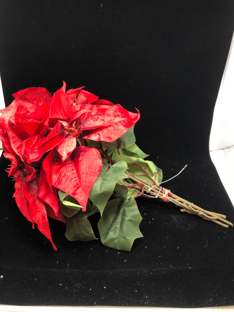 FAUX RED POINSETTIA BOUQUET.