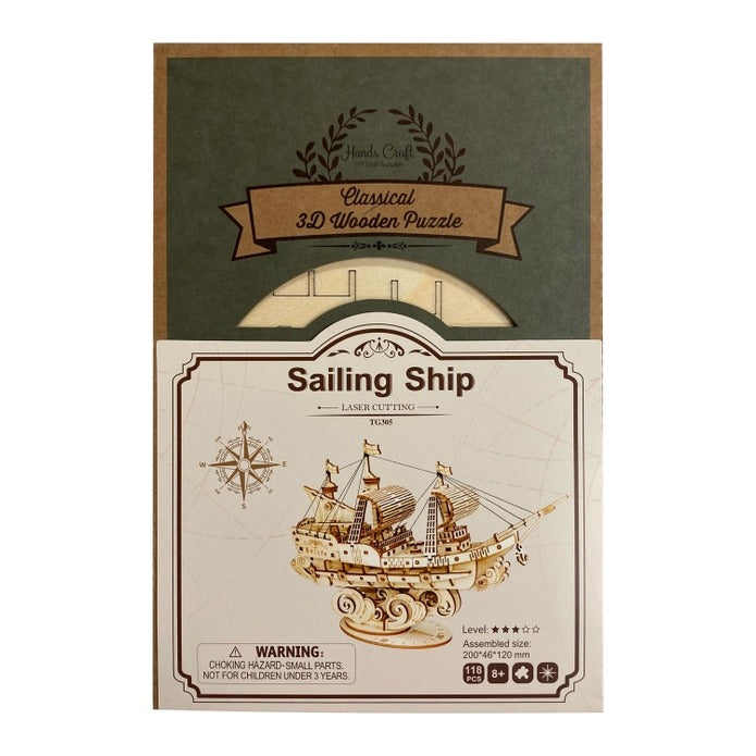 3D Laser Cut Wooden Puzzle -  Sailing Ship