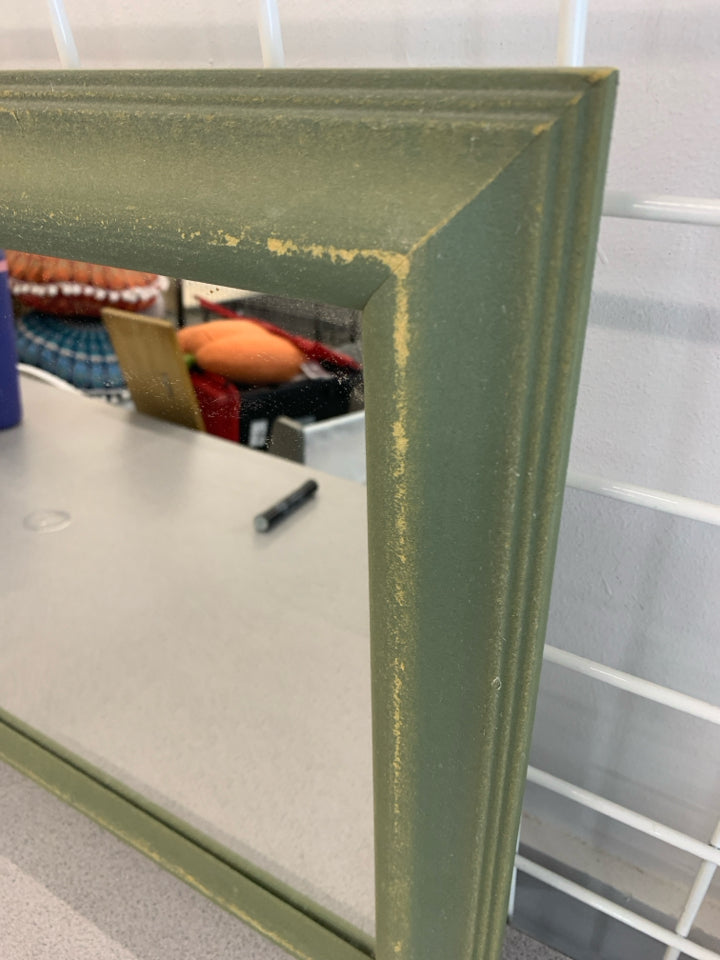 SQUARE GREEN WALL MIRROR.