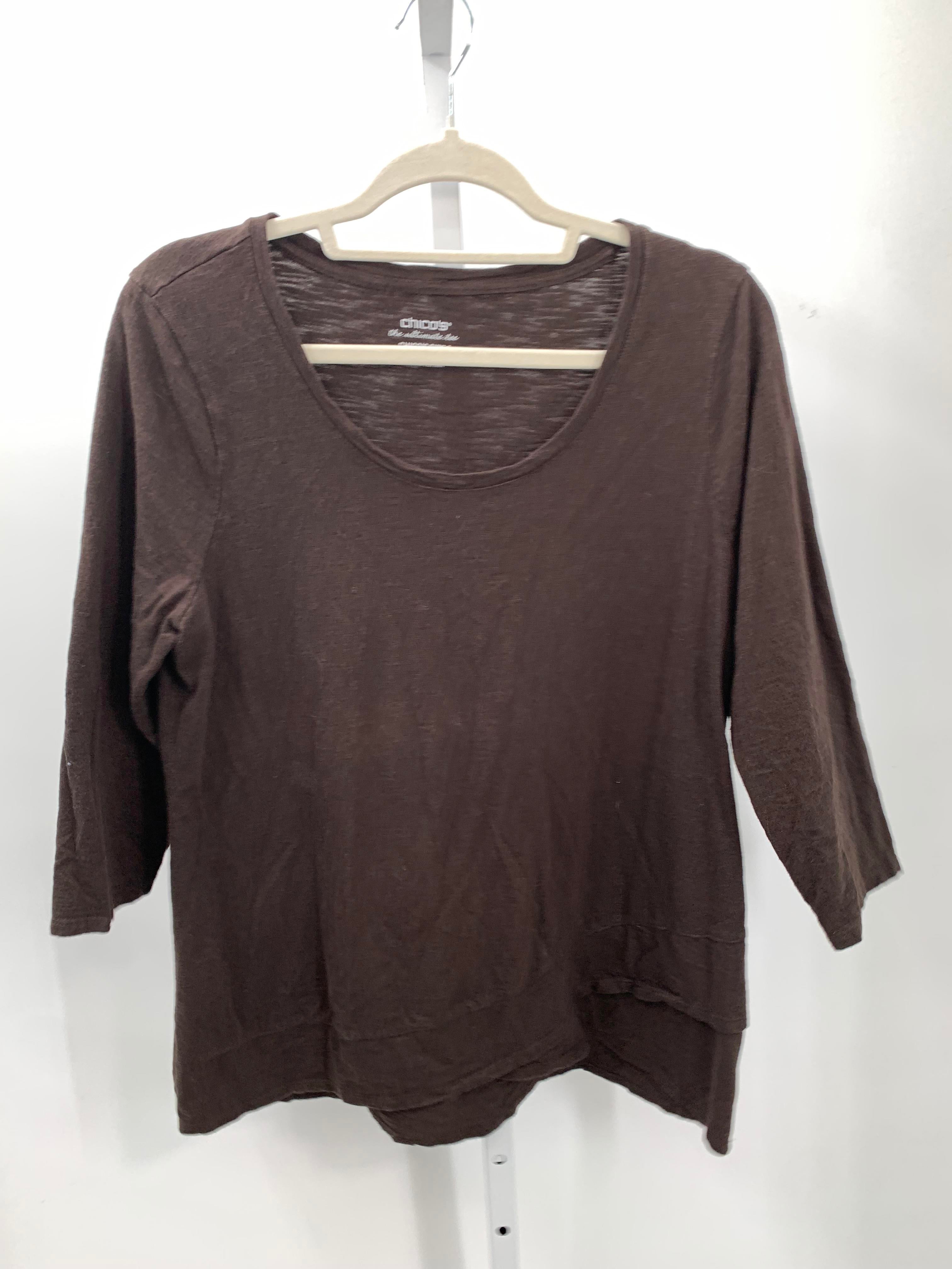 Chico's Size Large Misses 3/4 Sleeve Shirt