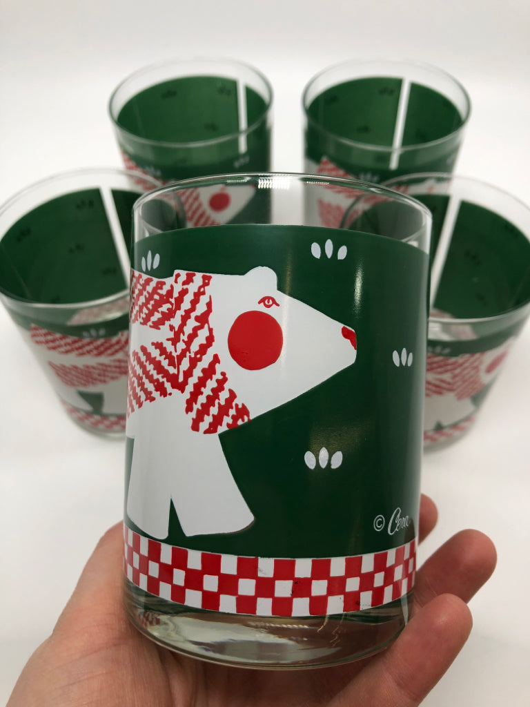 5 VTG MODERN POLAR BEAR GLASSES.