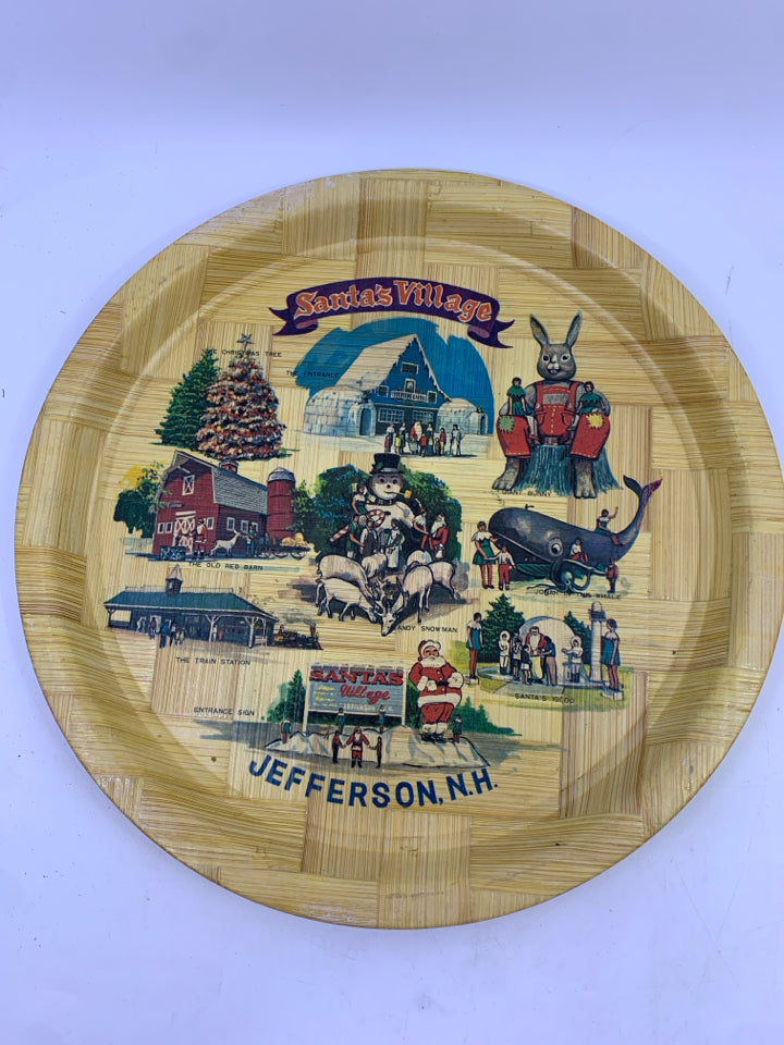 SANTA'S VILLAGE WOOD SERVING TRAY.