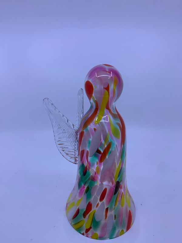 BLOWN COLORFUL GLASS ANGEL.